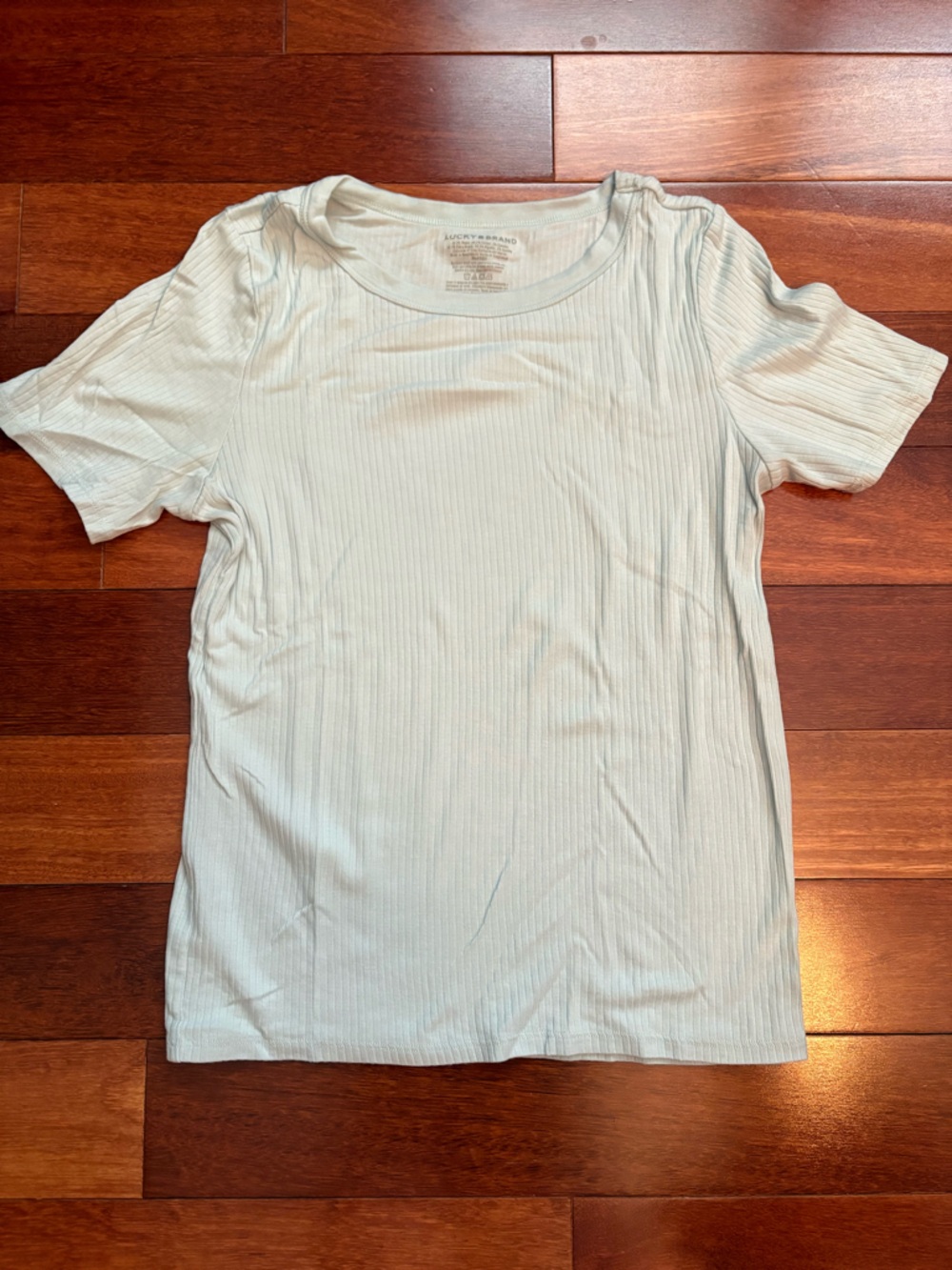 Lucky Brand Light Blue Ribbed Short Sleeve Tee